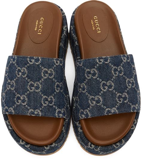 gucci platform sandals blue|gucci interlocking sandals.